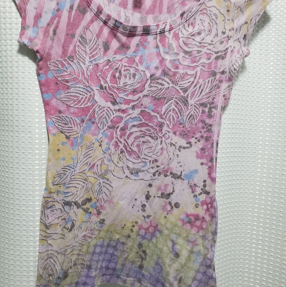 DOLLED UP pink flower tee